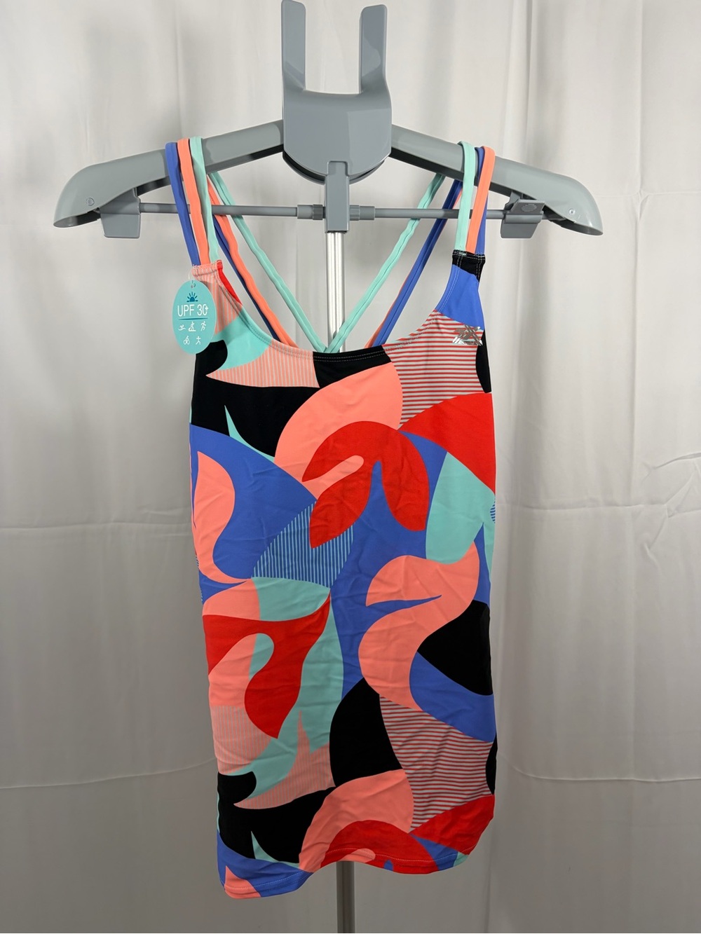 NWT Zeroxposure Women’s Size Large Multicolor Printed Swim Top